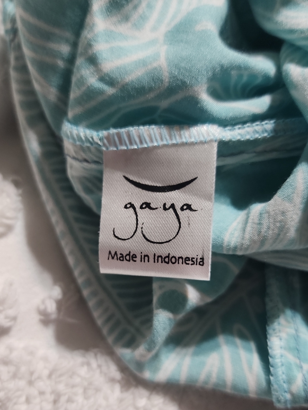 Gaya Light Blue Tropical Leaf Sleeveless Tunic, Size Small, Made In Indonesia - Picture 5 of 6